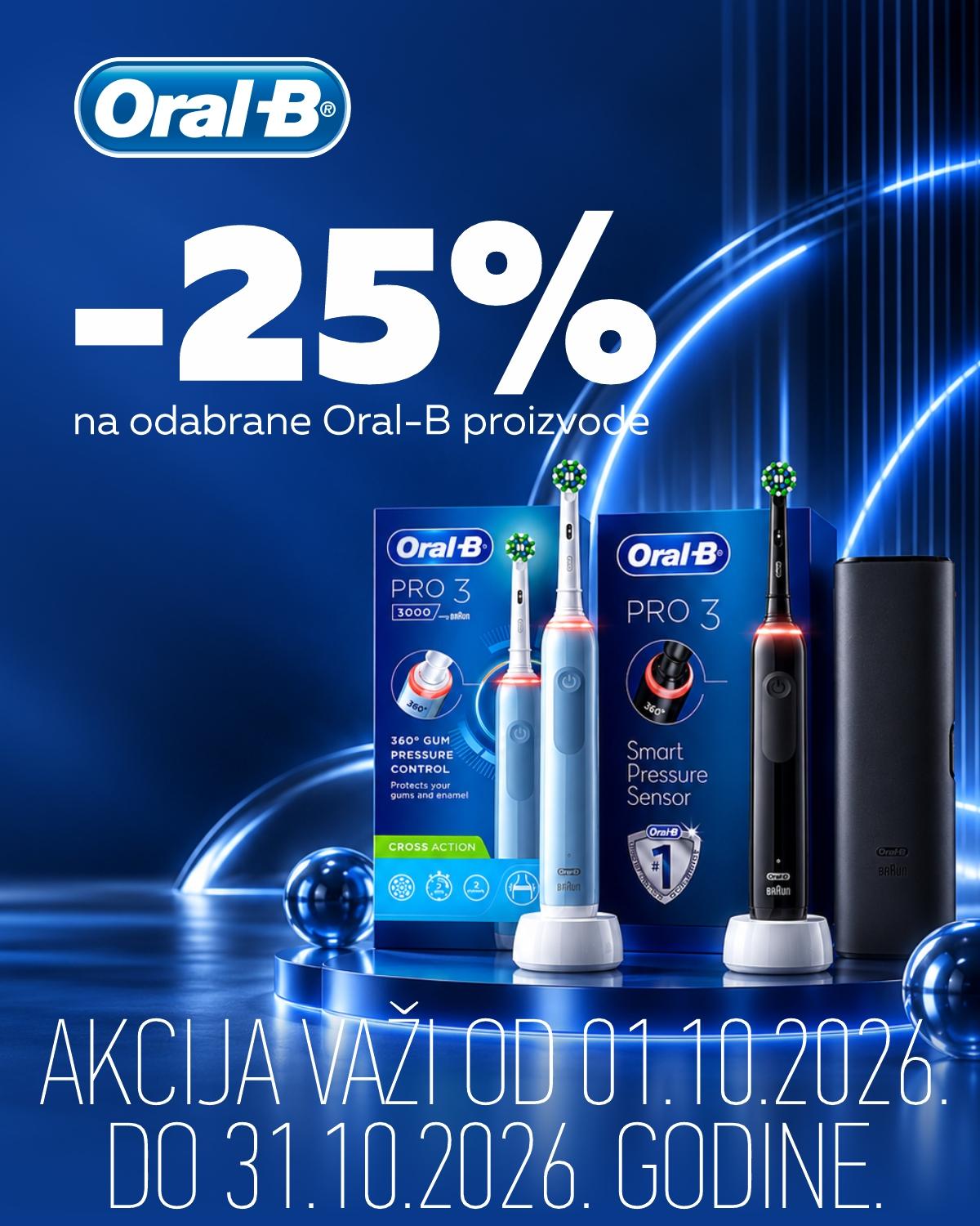25% popusta na odabrane Oral-B proizvode. 25% popusta na odabrane Oral-B proizvode.